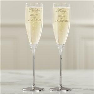 Wedding Couple Personalized Silver Flute Set - 41190