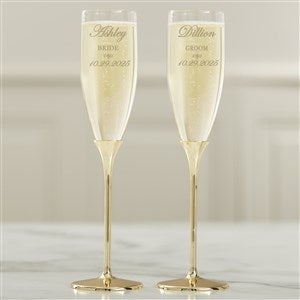 Wedding Couple Personalized Gold Flute Set - 41191