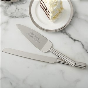 Wedding Couple Engraved Silver Cake Knife  Server Set - 41192