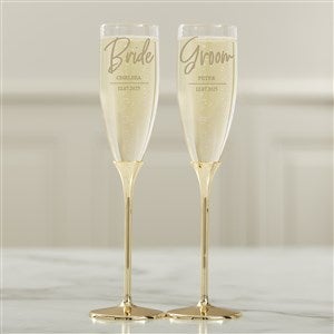 Classic Elegance Personalized Gold Wedding Flute Set - 41195