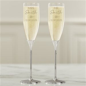 Natural Love Personalized Silver Wedding Flute Set - 41212