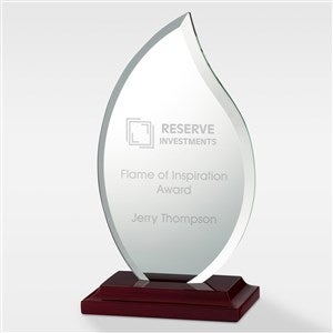 Personalized Logo Mahogany Finish and Glass Flame Award - 41282