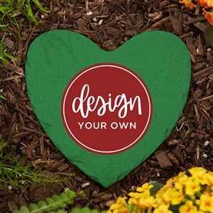 Design Your Own Personalized Small Heart Garden Stone - 5.75quot; x 5.75quot;- Green - 41308-G