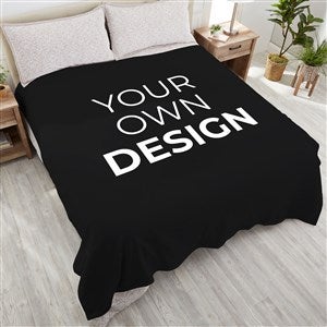 Design Your Own Personalized 90x90 Plush Queen Fleece Blanket- Black - 41311-BL