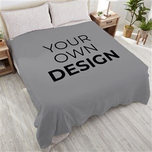 Design Your Own Personalized 90x90 Plush Queen Fleece Blanket- Grey - 41311-GR