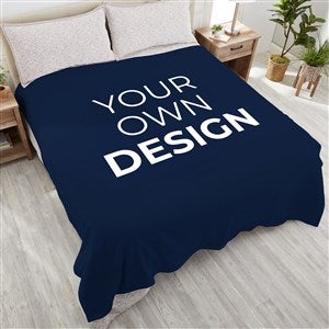 Design Your Own Personalized 90x90 Plush Queen Fleece Blanket- Navy Blue - 41311-NB