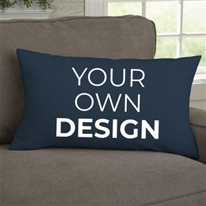 Design Your Own Personalized Lumbar Velvet Throw Pillow- Navy Blue - 41317-NB