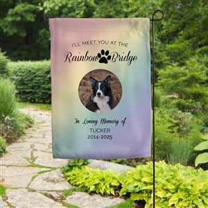 Rainbow Bridge Pet Memorial Personalized Photo Garden Flag - 41426