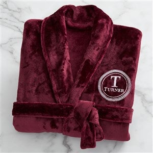 Gentlemans Seal Embroidered Fleece Robe- Maroon - 41449-M