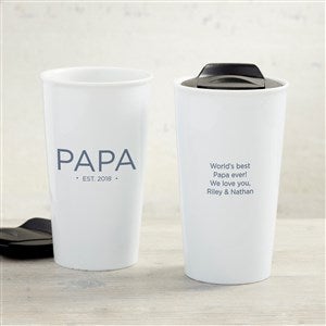 Grandma & Grandpa Establish Personalized 12 oz. Double-Walled Ceramic Travel Mug - 41469
