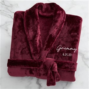 Grandma  Grandpa Established Embroidered Fleece Robe- Maroon - 41474-M