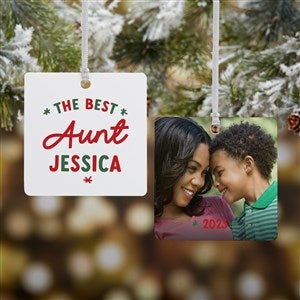 The Best Auntie Personalized Square Photo Ornament 2.75 Metal  2 Sided - 41493-2M