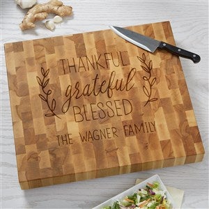 Thankful Grateful Blessed Personalized 16x18 Butcher Block Cutting Board - 41511-16