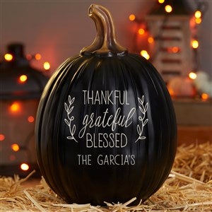 Thankful Grateful Blessed Personalized Pumpkin - Large Black - 41515-LB