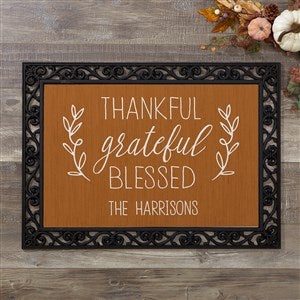 Thankful Grateful Blessed Personalized Doormats- 18x27 - 41516-S