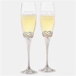 Engraved Infinity Heart Wedding Flute Set - 41624