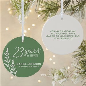 Retirement Personalized Ornament- 3.75 Matte - 2 Sided - 41636-2L