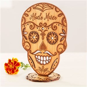 Day of the Dead Personalized Sugar Skull Wood Keepsake-Natural - 41642-N