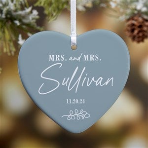 Botanical Wedding Personalized Heart Ornament- 3.25quot; Glossy - 1 Sided - 41660-1S