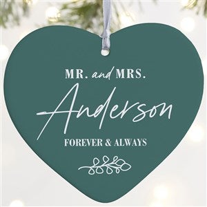 Botanical Wedding Personalized Heart Ornament- 4quot; Matte - 1 Sided - 41660-1L