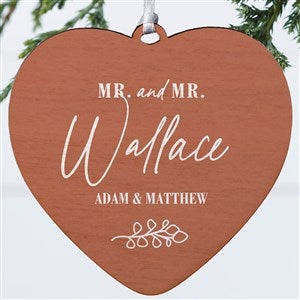 Botanical Wedding Personalized Heart Ornament- 4quot; Wood - 1 Sided - 41660-1W