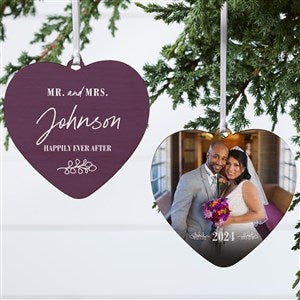 Botanical Wedding Personalized Heart Ornament- 4quot; Wood - 2 Sided - 41660-2W