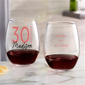 Birthday Bash Personalized Stemless Wine Glass - 41775-S
