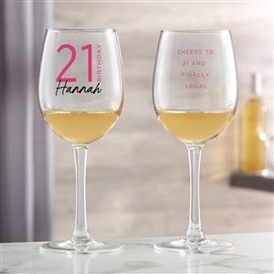 Birthday Bash Personalized Birthday White Wine Glass - 41775-W
