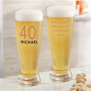 Birthday Bash Personalized Beer Pilsner Glass - 41776-P
