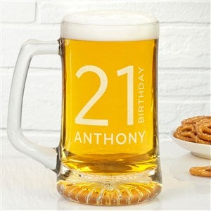 21st Birthday Personalized Deep Etched Beer Mug - 41781