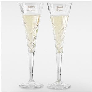 Etched Anniversary Reed  Barton Crystal Champagne Flute Set - 41988