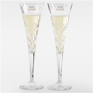 Etched Anniversary Message Reed  Barton Crystal Champagne Flute Set - 41995