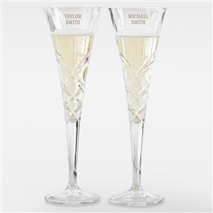 Etched Couples Message Reed  Barton Crystal Champagne Flute Set - 41997