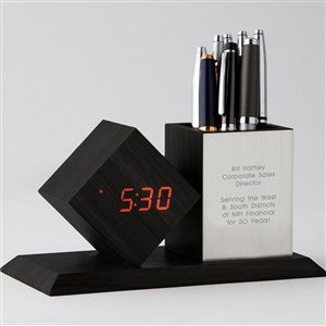 Engraved Digital Desk Clock and Organizer - 42176