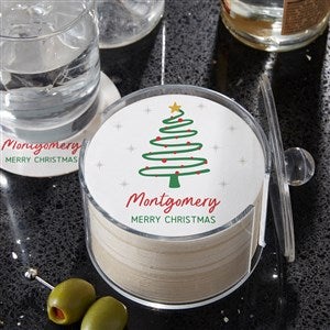 Abstract Christmas Tree Personalized Christmas Paper Coasters  Stand - 42419