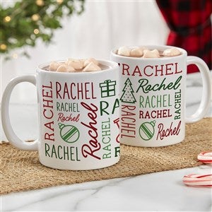 Holiday Repeating Name Personalized Coffee Mug - 42470-S