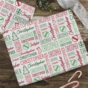 Holiday Repeating Name Personalized Wrapping Paper - 6ft Roll - 42476