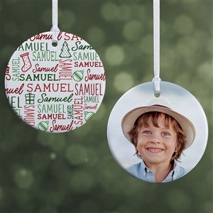 Holiday Repeating Name Personalized Ornament- 2.85quot; Glossy - 2 Sided - 42483-2S