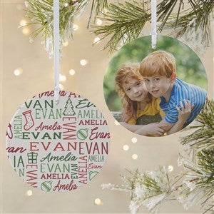 Holiday Repeating Name Personalized Ornament-3.75quot; Matte - 2 Sided - 42483-2L