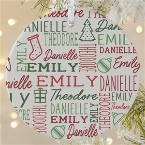 Holiday Repeating Name Personalized Ornament-3.75quot; Matte - 1 Sided - 42483-1L