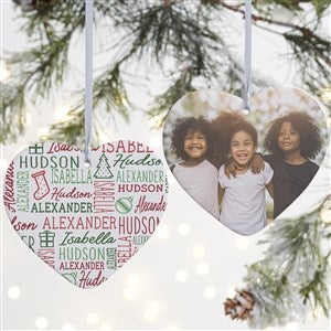 Holiday Repeating Name Personalized Heart Ornament - 4quot; Matte - 2 Sided - 42484-2L
