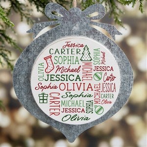 Holiday Repeating Name Personalized Galvanized Ornament - 42485