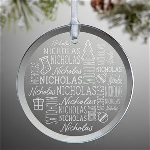 Holiday Repeating Name Personalized Glass Ornament - 42486-S