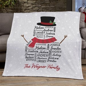 Snowman Repeating Name Personalized Christmas Blanket