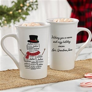 Snowman Repeating Name Personalized Latte Mug - 16 oz. White - 42492-U