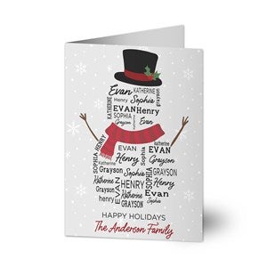 Snowman Repeating Name Personalized Holiday Card- Signature - 42493-S