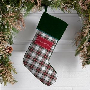 Classic Holiday Plaid Personalized Green Christmas Stockings - 42735-G