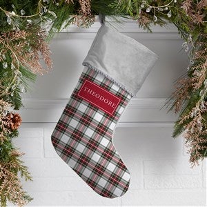 Classic Holiday Plaid Personalized Grey Christmas Stockings - 42735-GR