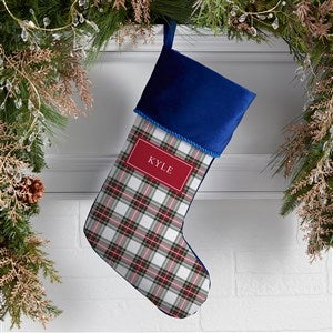 Classic Holiday Plaid Personalized Christmas Stockings - Blue - 42735-BL