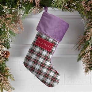 Classic Holiday Plaid Personalized Purple Christmas Stockings - 42735-P